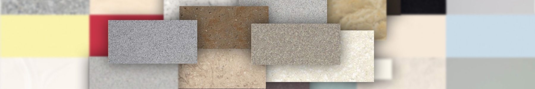 Mosaïque des différents coloris du Corian DuPont